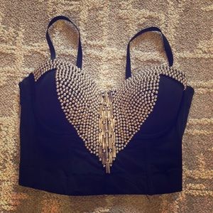 Silver beaded bra top